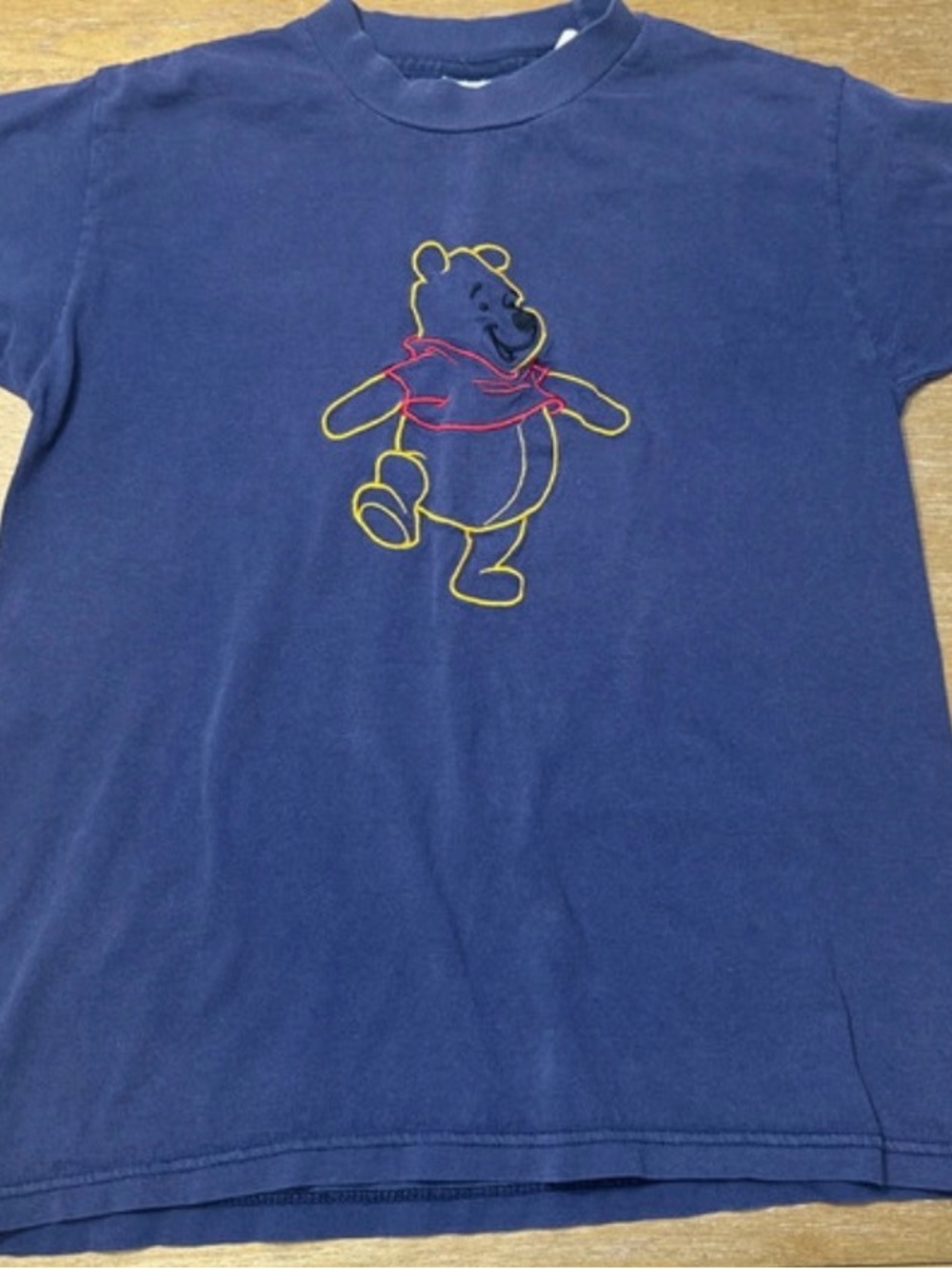 Vintage Navy Kids Short Sleeve Tee with Embroidered Bear Outline